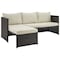 Manhattan Comfort Menton Steel Rattan 2-Piece Chair Lounge and 2 Seater with Coffee Table Patio Set in Cream OD-CV009-CR - alternate 5
